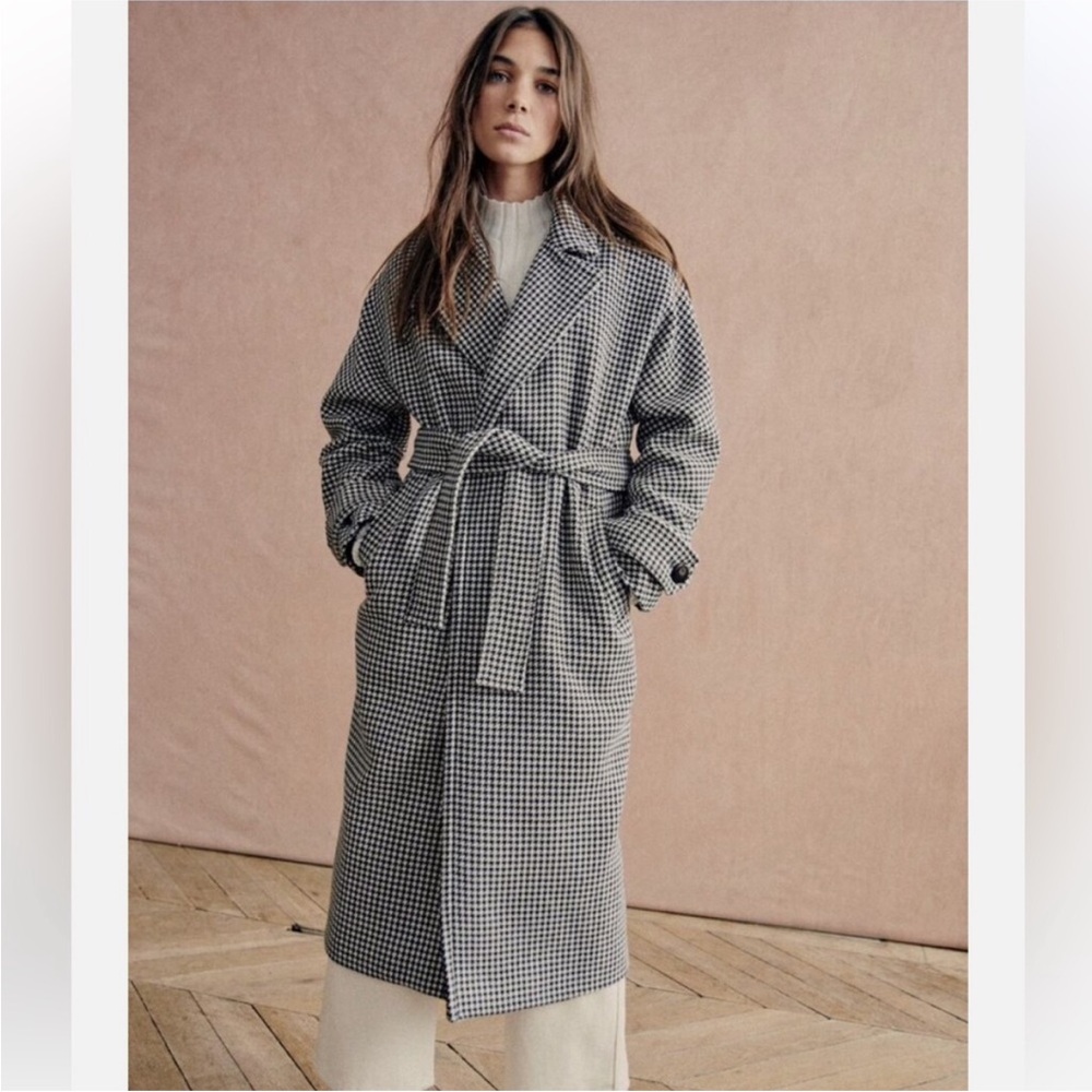 Sezane March Houndstooth Coat